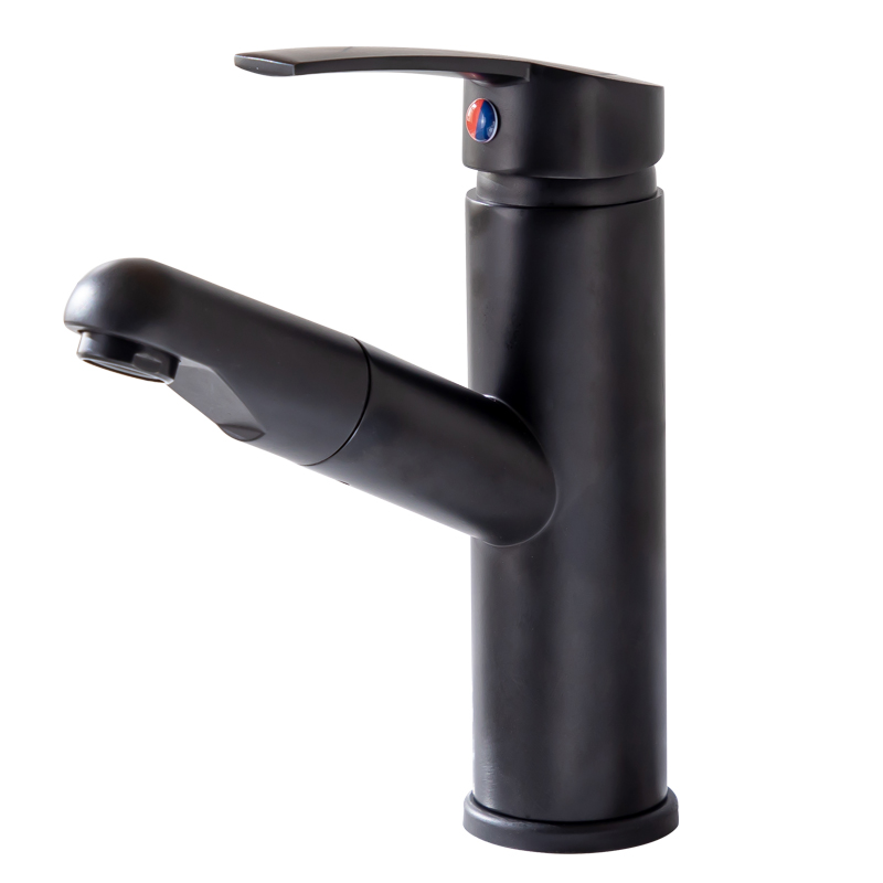

Matte Black Hot and Cold Water Taps Pull Down Faucet Basin Single Hole Faucets lavamanos Tap Bathroom Washing Hand Basin Faucet