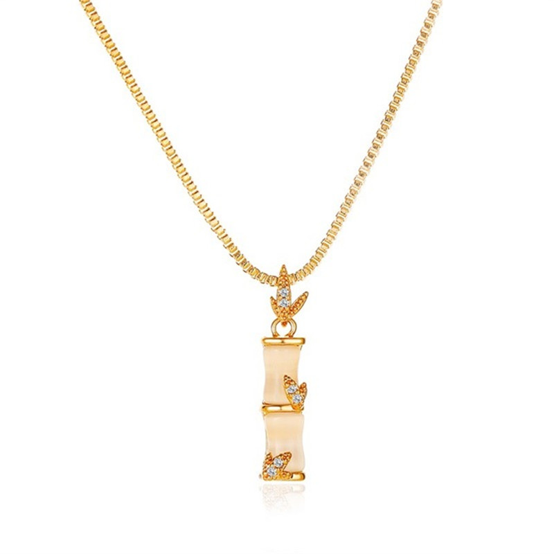 

Fashion Women Necklace Pendant Opal Luxury Jewelry Accessory Bamboo Joint Choker Chain Birthday Gift for Girlfriend New Arrival