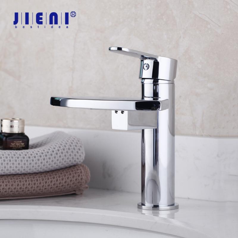 

JIENI Bathroom Basin Sink Water Tap Single Handle Hole Waterfall Tap Bath Basin Hot & Cold Water Mixer Brass Chrome