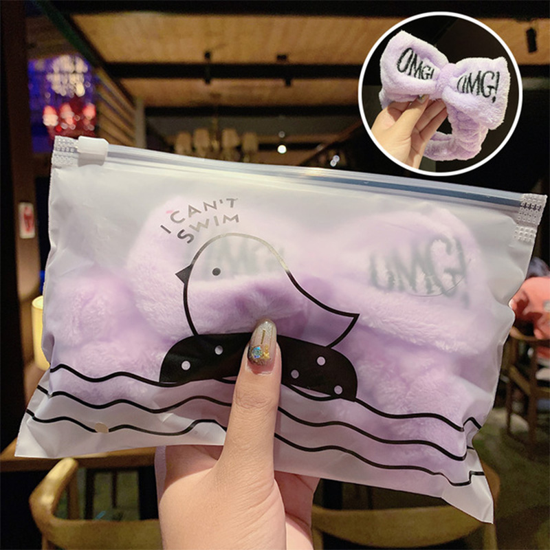 

Bag Packed Bow Letter "OMG" Soft Coral Fleece Elastic Headband Women Sweet Hairband Turban Hair Holder Fashion Hair Accessories