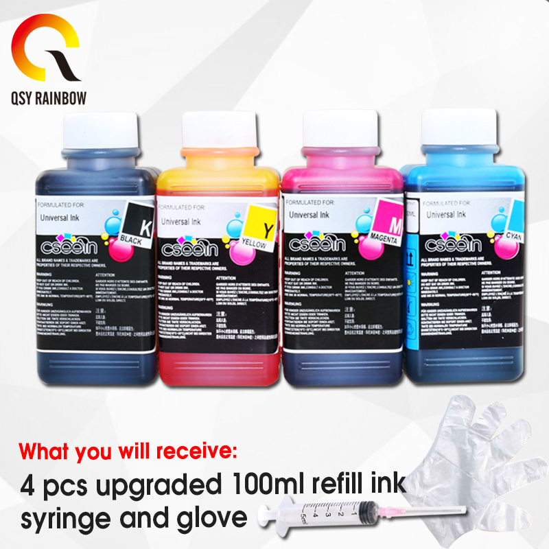 

QSYRAINBOW 100ml DYE CLEANING INK refill ink compatible for 302 301 21 22 652 603 for canon all model
