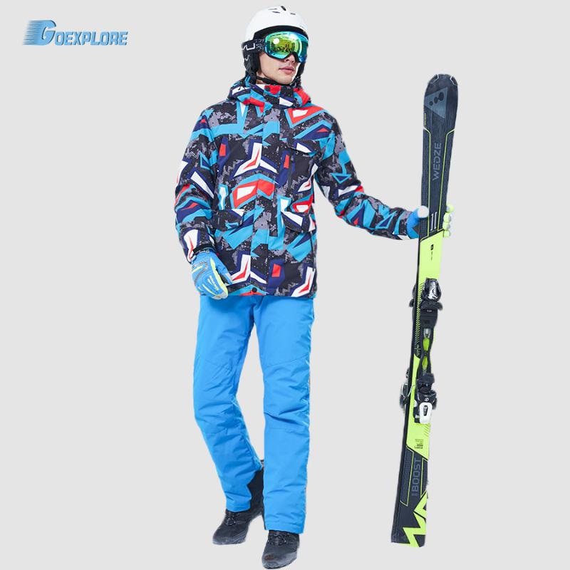 

Snowboard Suit Men Winter Outdoor Windproof Waterproof Thermal Male Snow Pants set jumpsuit Skiing Snowboarding Ski set Boys, Ivory