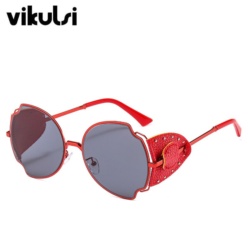 

2020 Unique Celebrity Punk Cat Eye Sunglasses Luxury Designer Winter Style Leather Rivet Shades Women Brand Sun Glasses For Men