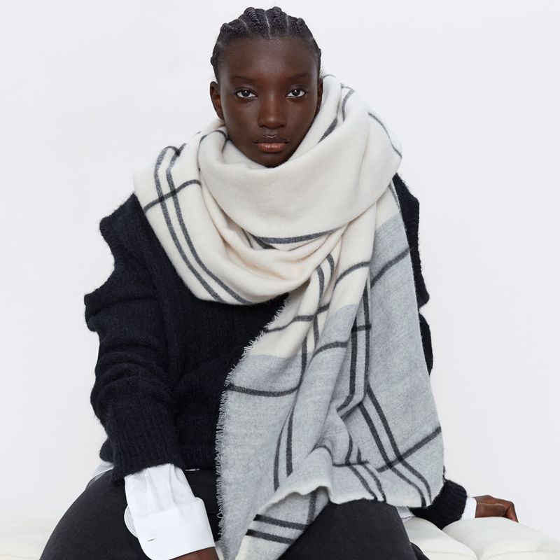 

2020 new arrival check plaid acrylic scarf women winter thick warm imitated cashmere blanket scarves shawl wraps brand bufanda