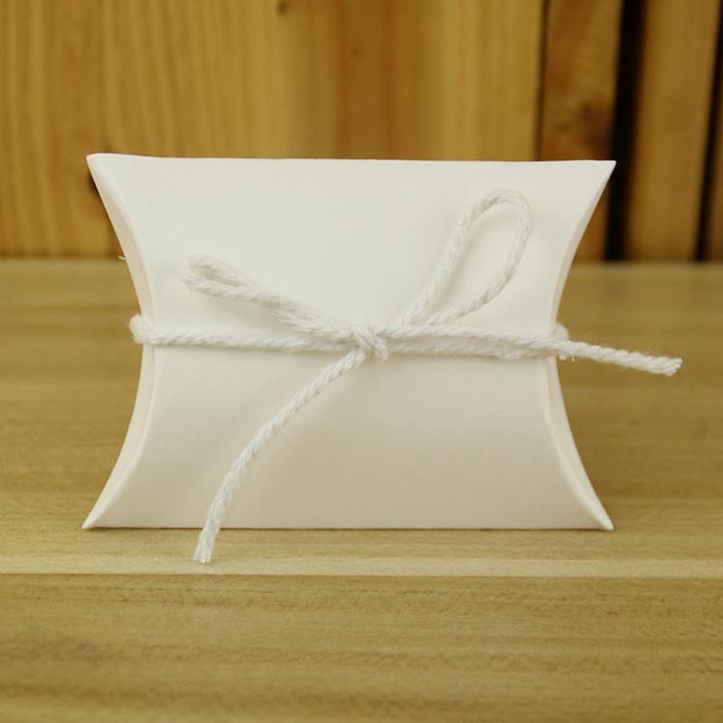 

50pcs/lot Favor Candy Box Bag Craft Paper Pillow Shape Wedding Favor Gift Boxes Kraft Paper Party Box Bags Birthday Party Supply BH3685 DBC