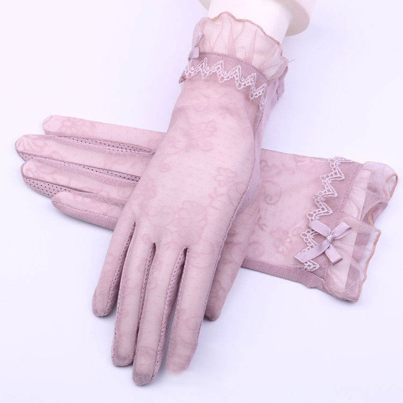 

Women Sunscreen Touch Screen Lace Gloves Thin Breathable Soft Female Driving Non-slip Summer Gloves Exquisite Elegant