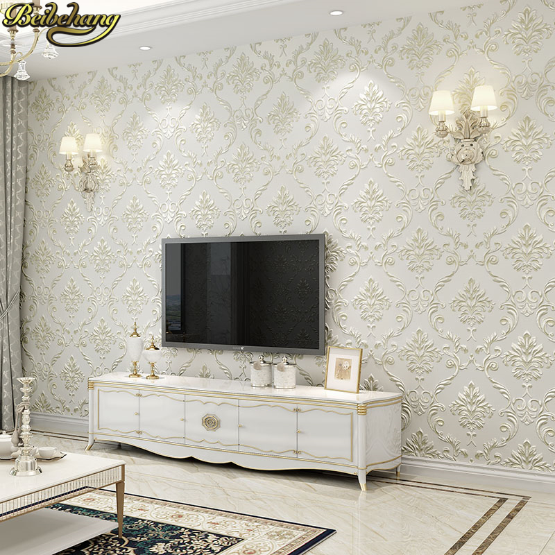 

53X300cm European Damascus Floral wallpaper for walls 3 d Textured flooring Wall Paper living room Bedroom decoration, Yellow