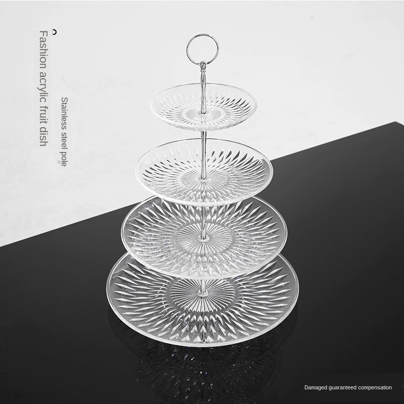 

Living room pp transparent acrylic fruit plate multilayer household dessert table tower dessert afternoon cake rack