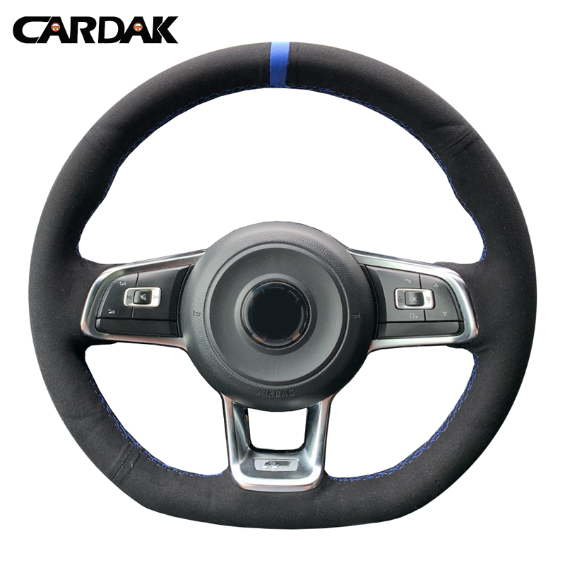

Black Suede Car Steering Wheel Cover for Volkswagen Golf 7 GTI Golf R MK7 Polo Scirocco 2015 2016