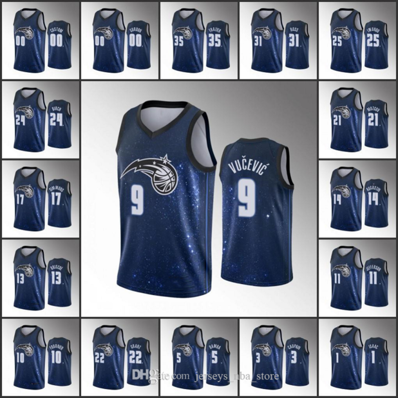 

Men Mohamed Bamba Aaron Gordon Evan Orlando Fournier Nikola Vucevic Jonathan Isaac City Navy Magic Custom Jersey, 13