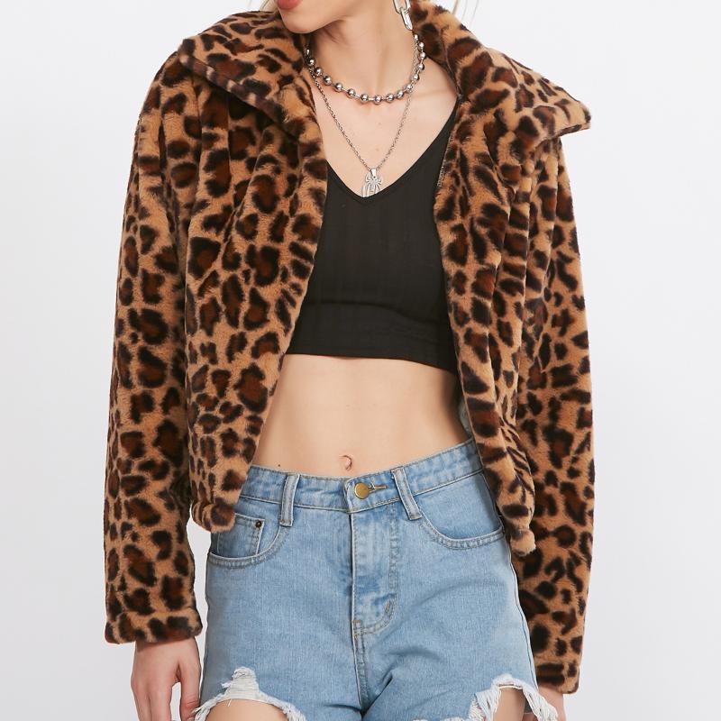 

2020 Newest Womens Winter Leopard Fluffy Fleece Jacket Coat Cardigans Women Winter Outwear Jumper Tops Clubwear Streetwear, As pic