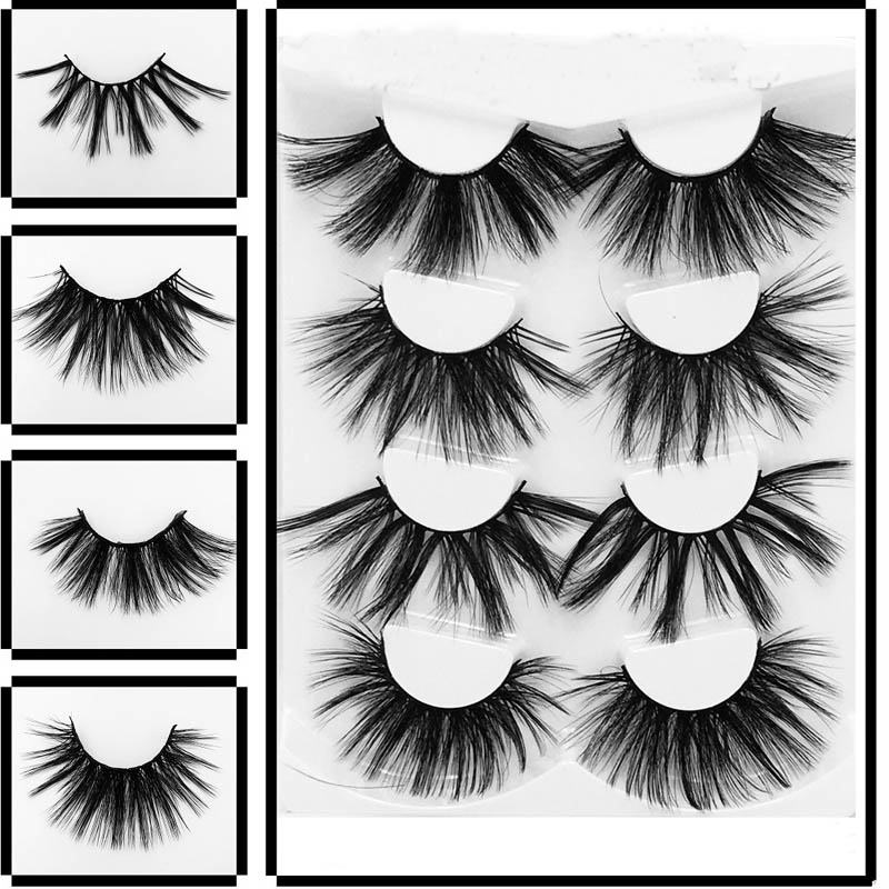 

4 Pairs Faux 5D 25mm Mink Lashes Natural Soft False Eyelashes Handmade Thick Criss-cross Fake Lashes Eyelash Extension Makeup