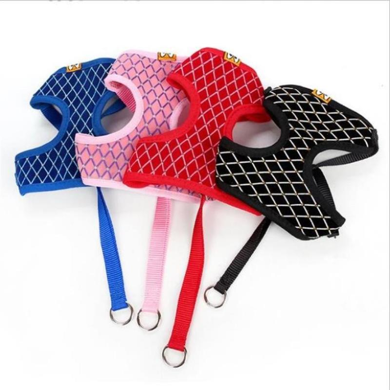 

2020 Rhinestone Mesh Cat Harness And Leash Set Breathable Adjustable Pet Vest Harness For Small Dog Cat Walking Harnesses Leads