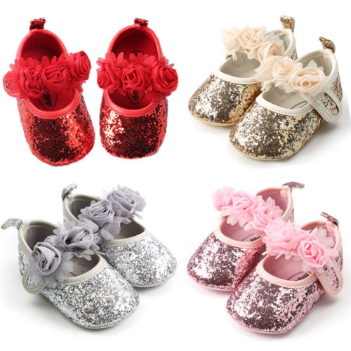 

Bowknot Sequins Baby Girls Shoes Infant Newborn Princess Shoes First Walkers + Hairband Baby Girl Birthday Party, Pink