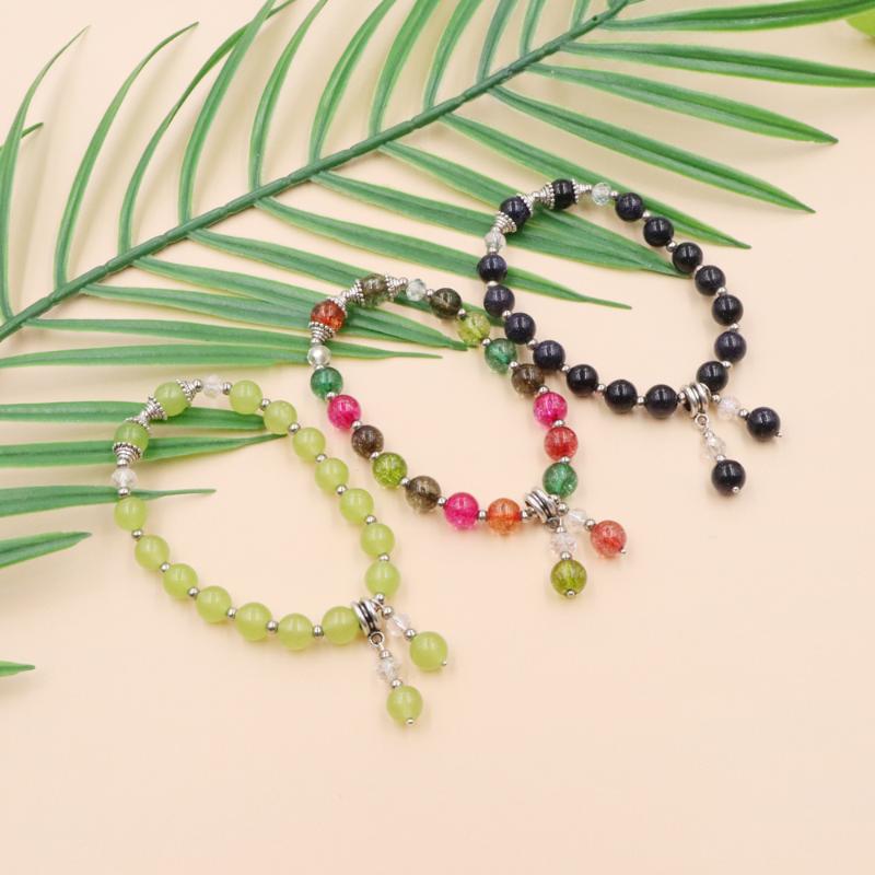 

Handmade Wristband Bracelet Beads Crystal Stone Opal Tourmaline Jades Healing Bracelets for Women Girls Bangle Yoga Jewelry B374