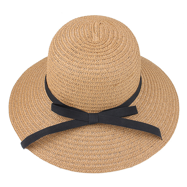 

Wide Brim Hats Design Ladies Spring Summer Sunscreen Straw Hat Classic Thin-edged Bowknot Eaves Sunhat Sunshade Seaside Holiday