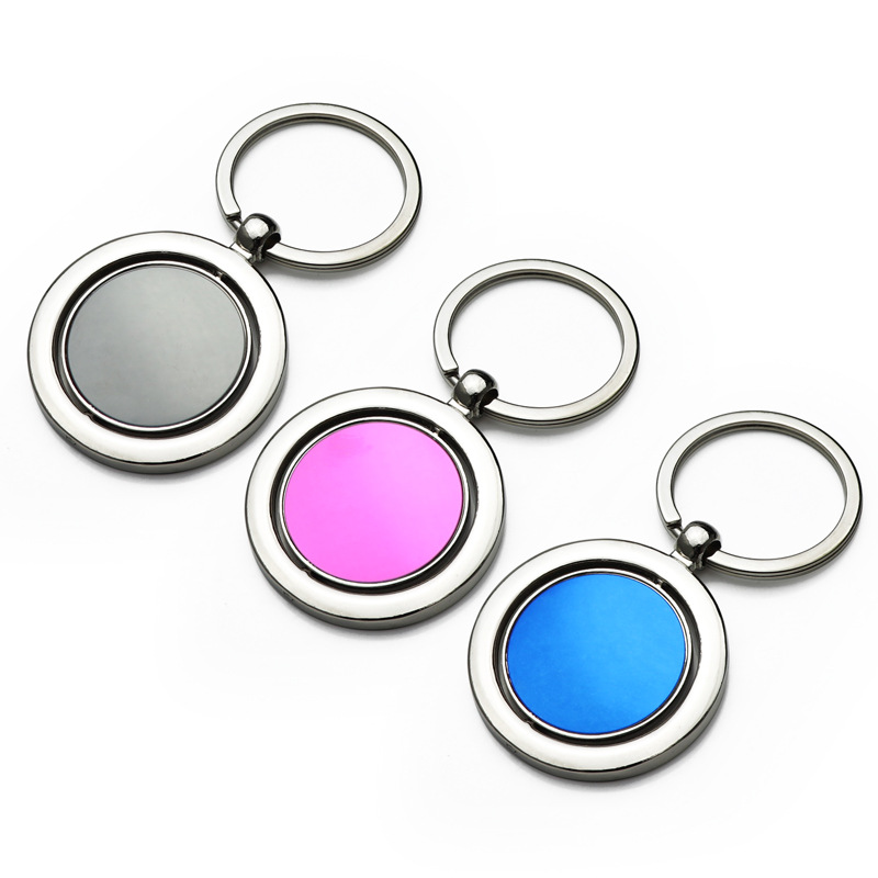 

FREE SHIPPING BY DHL 100pcs/lot 2019 New 360 Rotary Metal Round Keychains Metal Blank Round Keyrings for Custom LOGO Gifts