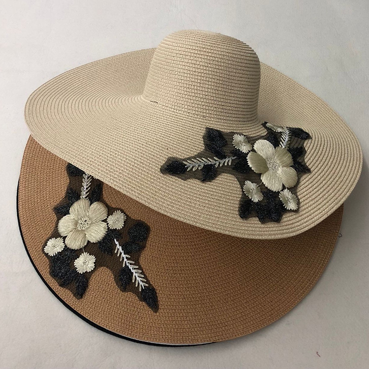 

2020 New Summer straw hat women big wide brim beach hat sun foldable sun block UV protection panama bone chapeu feminino, White