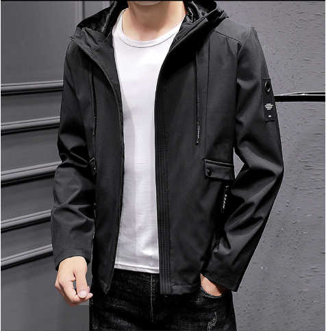 

New 2020 Autumn Jacket Men's Trend All-match Men's Jacket Stretch Casual Solid Color Youth Jacket Men, Black