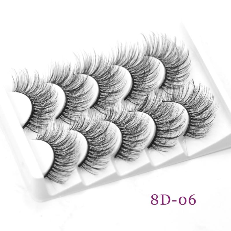 

Faux Cils 3d Mink Lashes 5 Pairs Eyelashes Set Full Strip Hand Made Thick Volume False Eyelash for Beauty Makeup Daily Use
