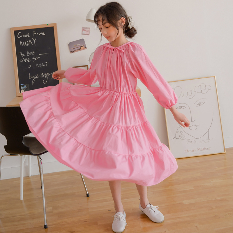 

Girls Long Sleeve Casual Dress Autumn Clothing 2020 New Children Elegant Princess Dress Kids Girls Cotton Dress Cute, Pink
