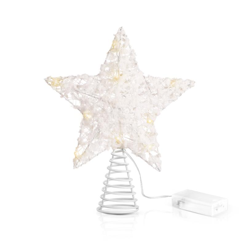 

Christmas Decorations Unomor 20 X 24 Cm Tree Topper Star With 15 LED String Lights For Home Party Decoration (White)