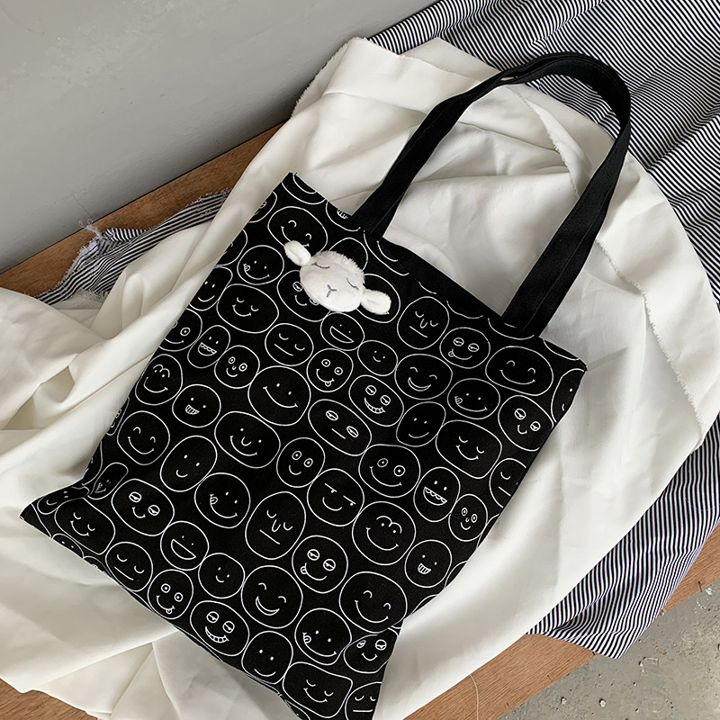 

Fashion Women's Canvas Handbags Simple Ladies Shoulder Bags Eco Foldable Beach Shopping Bag Daily Use Girls Student Casual Tote, White
