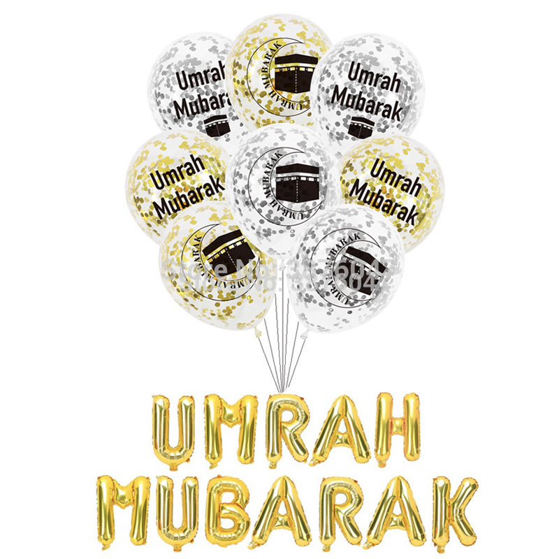 

umrah mubarak balloons eid mubarak Islam Muslim new year festival party decorations letter foil balloon banner
