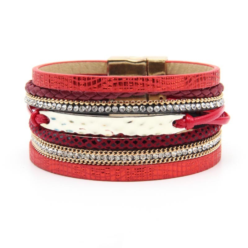 

Multilayer Wrap Braid Leather Bracelets For Women Fashion Alloy Rope Chain Magnetic Clasp Women Bracelet Bangle Armband Jewelry