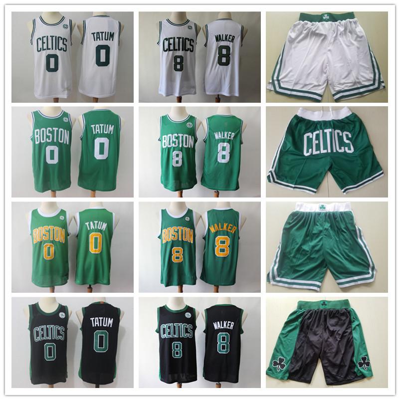 

Mens Boston Celtics Throwback Jersey Kemba 8 Walker Jayson 0 Tatum Basketball Shorts Basketball Jersey green white black, Black;red