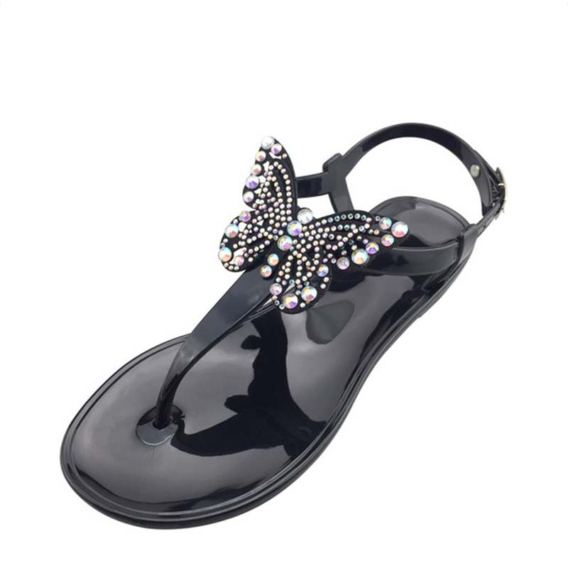 

Women's Flat Sandals Clip Toes Bowtie Beach Summer Shoes Female Buckle Strap Jelly Shoe Flip Flops Casual Fashion Ladies 2020, Black