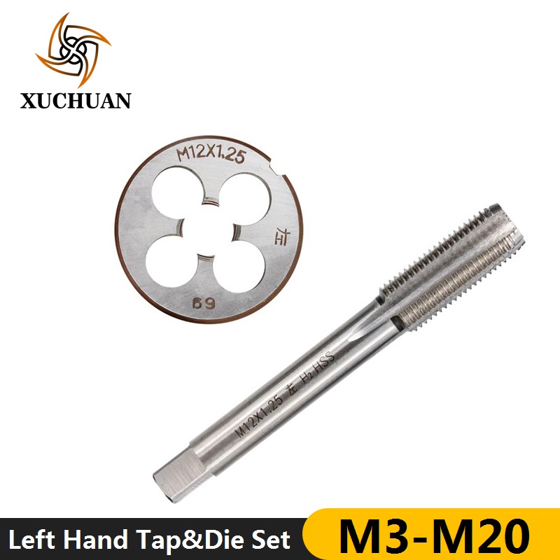 

2pcs Left Hand Tap and Die Set HSS Machine Plug Tap Die Metric Screw Thread Drill M3/M6/M8/M10/M12/M14/M16/M18/M20