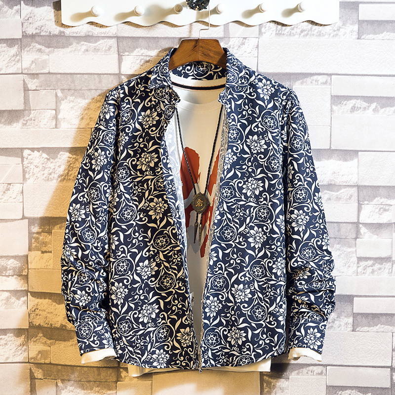 

Shirts, long sleeves, spring leisure net, red inches, body trim, INS, super hot, cool, gorgeous shirt, Navy blue