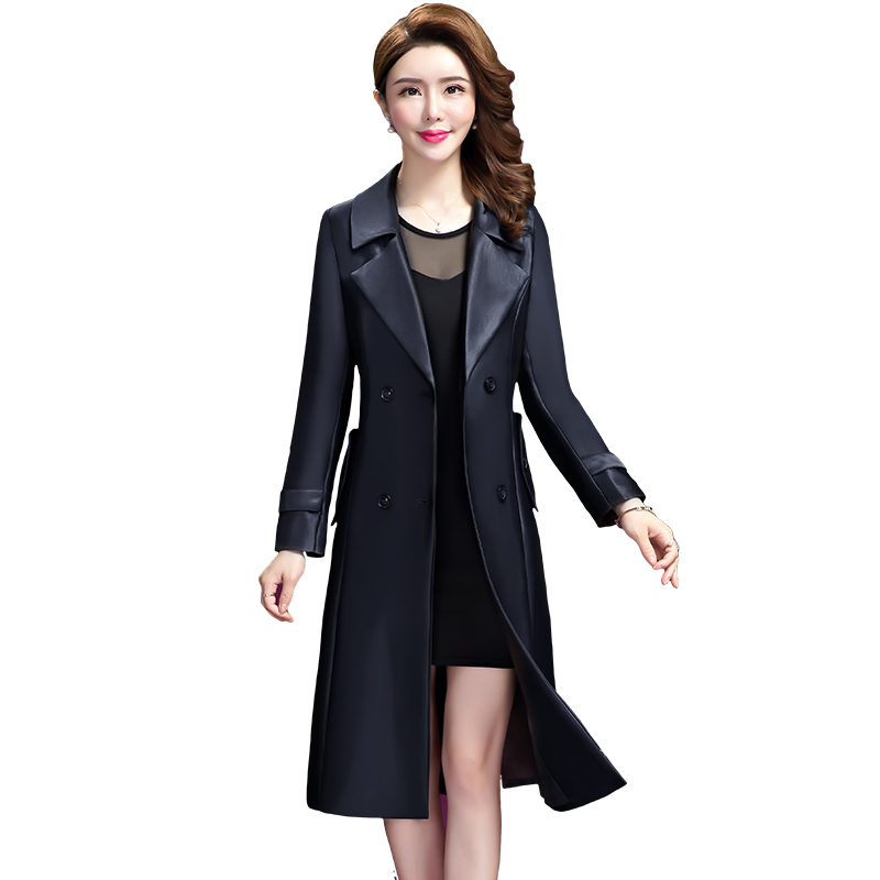 

2020 Spring New Women's trench coat Fashion Korean Slim Plus Size Over Knee overcoat Women's Medium Long Windbreaker coat, Dark blue