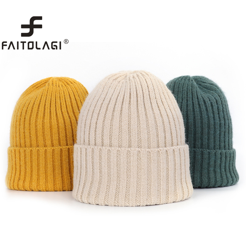 

Knitted Women Hat Beanie Soft Wool Winter Warm Hats Solid Color Skullies Beanies Girls Ladies Casual Cap Hat, Beige