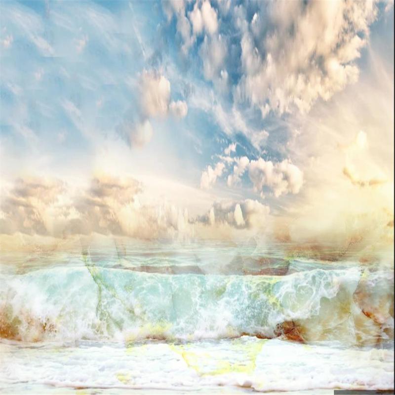 

Custom wallpapers 3d murals wallpaper for living room marble pattern sea wide sky wallpapers background wall, As pic