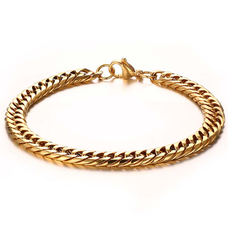 

7mm Figaro Link Chain Bracelet Gold Color 316L Stainless Steel Bracelet Punk Hip Hop Gothic Jewelry 8.3in