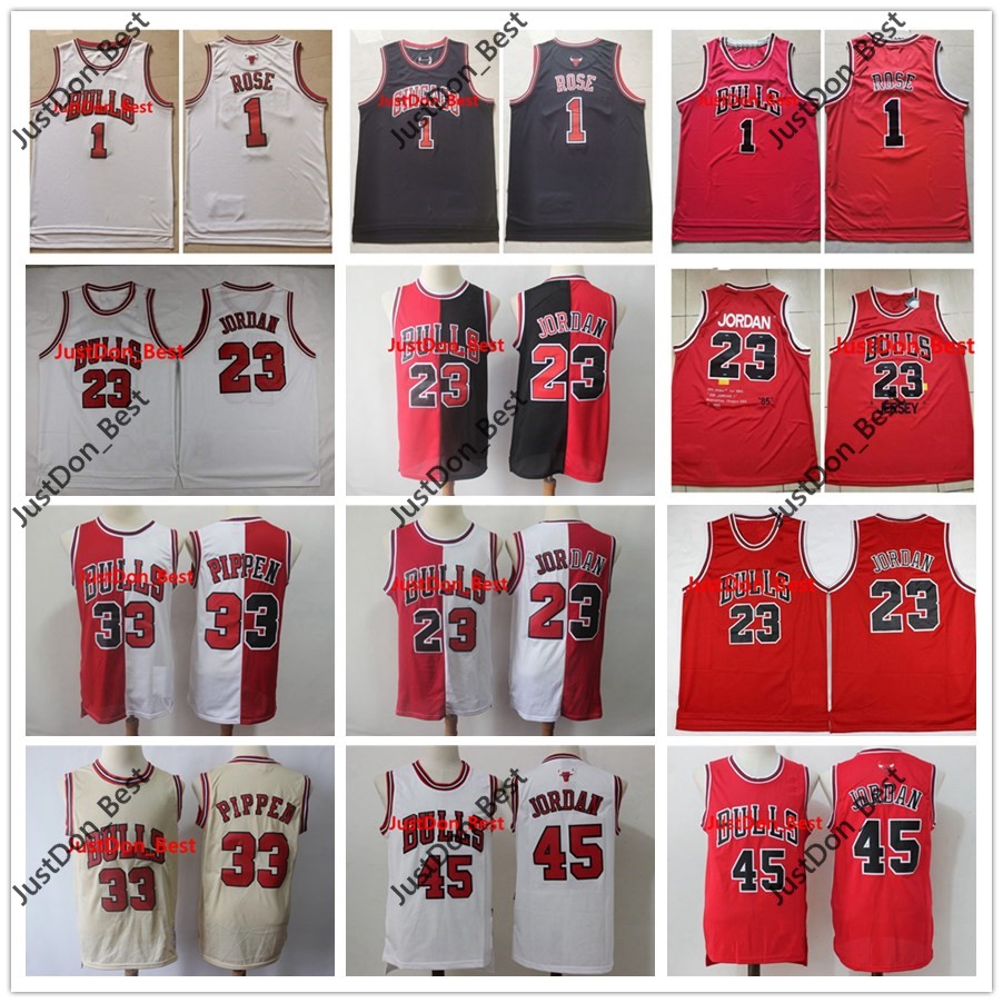 

23 MJ Michael Jersey NCAA Scottie 33 Pippen Retro Dennis 91 Rodman 45 MJ College Derrick Rose 1 Men Basketball Jerseys S-XXL Cheap, Black;red