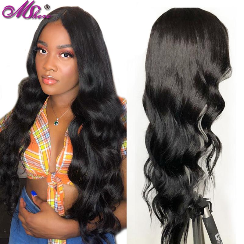 

Mshere Hair 4X4 Body Lace Closure Wig 100% Human Hair Peruvian Wig Remy Lace Closure For Black Women 150% density, As pic
