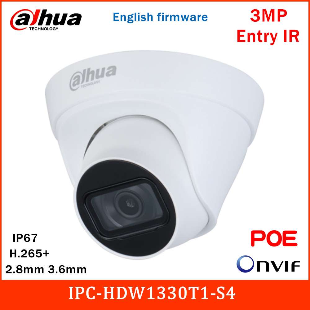 

3MP IP Camera IPC-HDW1330T1-S4 Built-in IR LED Rotation mode 2.8mm 3.6mm Fixed Lens IR 30m Waterproof Eyeball POE Camera