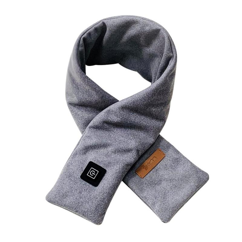

Cycling Caps & Masks Winter Heated Scarf Waterproof Warm Wrap USB Charging Adjustable Heating Gaiter Massage Type For Women Men, Gray heating type