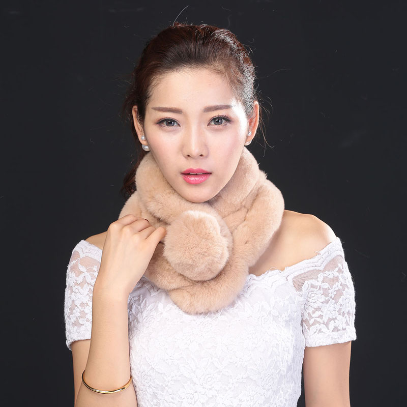 

New 2020 Genuine 100% Real Rex Fur Scarf Women Fluffy Winter Fur Shawl Hijab Bandana Pom Pom Scarves Free Shipping