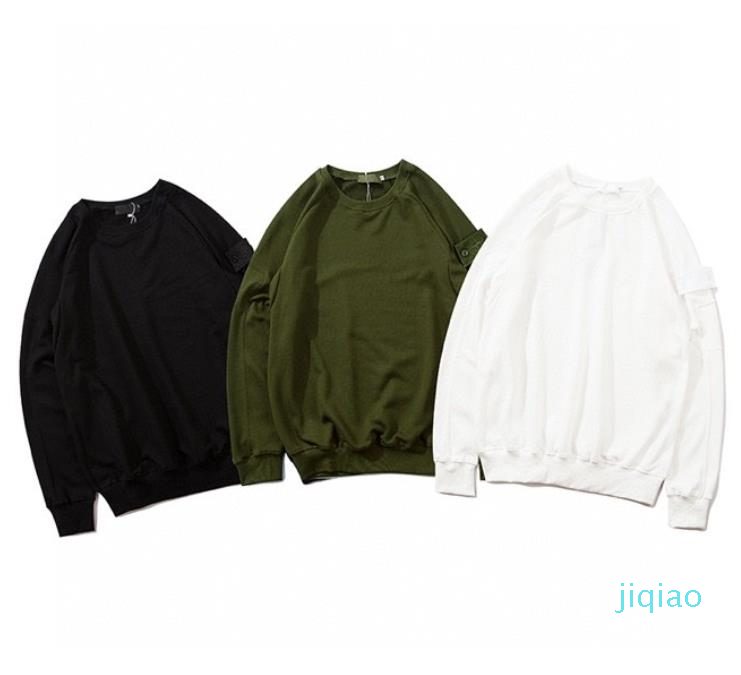 

Fashion-2020 new solid color stone sweater island black label Ghost tide brand ghost series basic round neck sweater, White