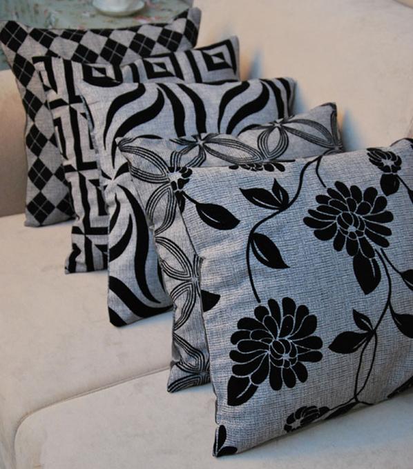 

Pastoral Single Side Black Gray Silk Imitation Linen Home Decor Cushion Cover 45x45cm Throw Pillow Case For Sofa 60 Pillowcase, Diamond