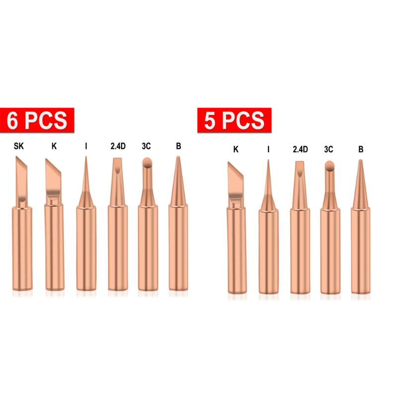 

5pcs/lot Pure Copper 900M-T Soldering Iron Tip Lead-free Solder Tips Welding Head BGA Soldering Tools