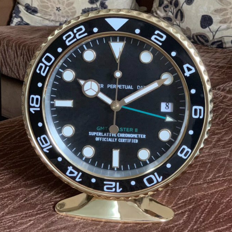 

Modern Luxury Gold Table Clock Metal Art Watch Luminova Calendars Desk 3d Clocks Relogio De Parede with Corresponding Logos Gift