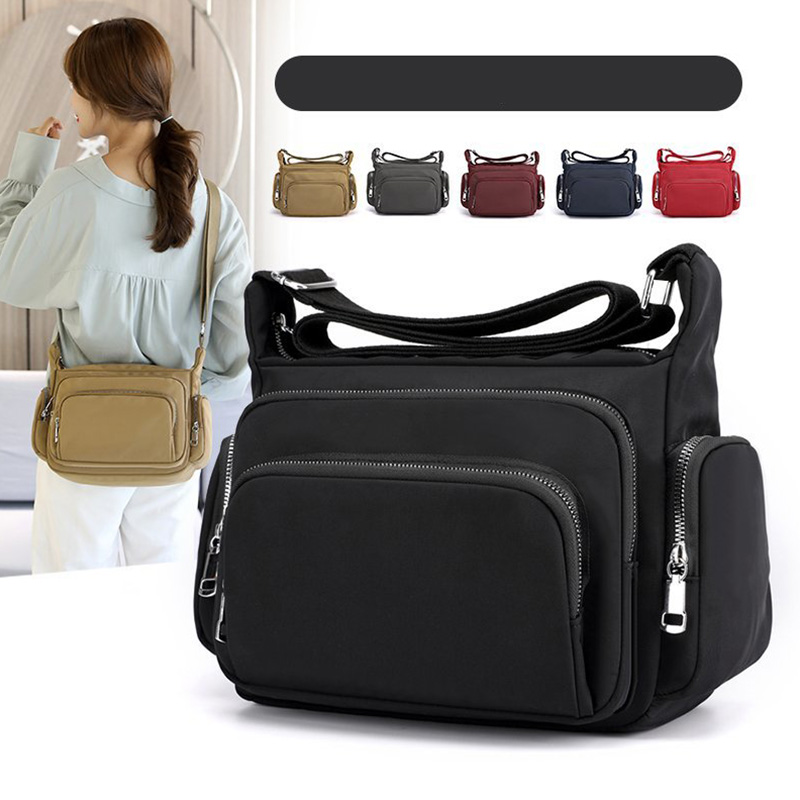 

Women Shoulder Messenger Bag Nylon Oxford Waterproof Zipper Package Large Capacity Travel Female Crossbody Bag 2020 Fashion New, Black