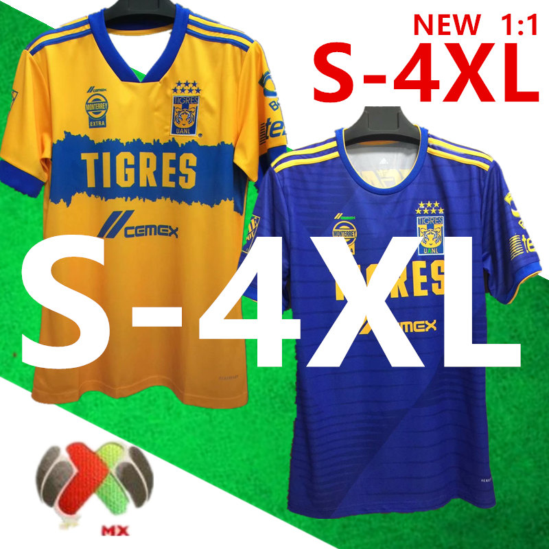 

S-4XL 2020 2021 UANL Tigres GIGNAC Soccer Jerseys kits 19 20 21 VARGAS Camiseta Maillot Home away Third Pizarro Mexico Football Shirts, Black;yellow