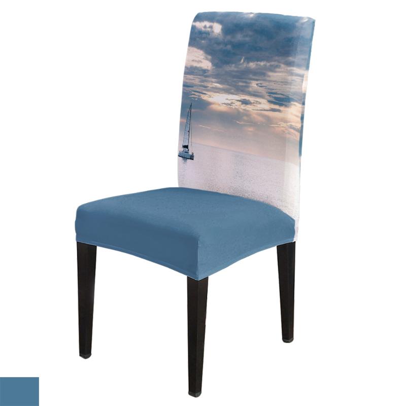 

Sailing Yacht Ocean Sky Blue Seascape Dining Chair Cover Spandex Elastic Slipcovers Furniture Cover Kitchen Wedding Supplies