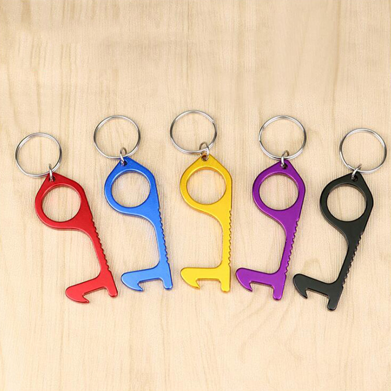 

Contactless Key chain operner Door Opener metal pendant opener press non-touch Press Elevator Tool 5color